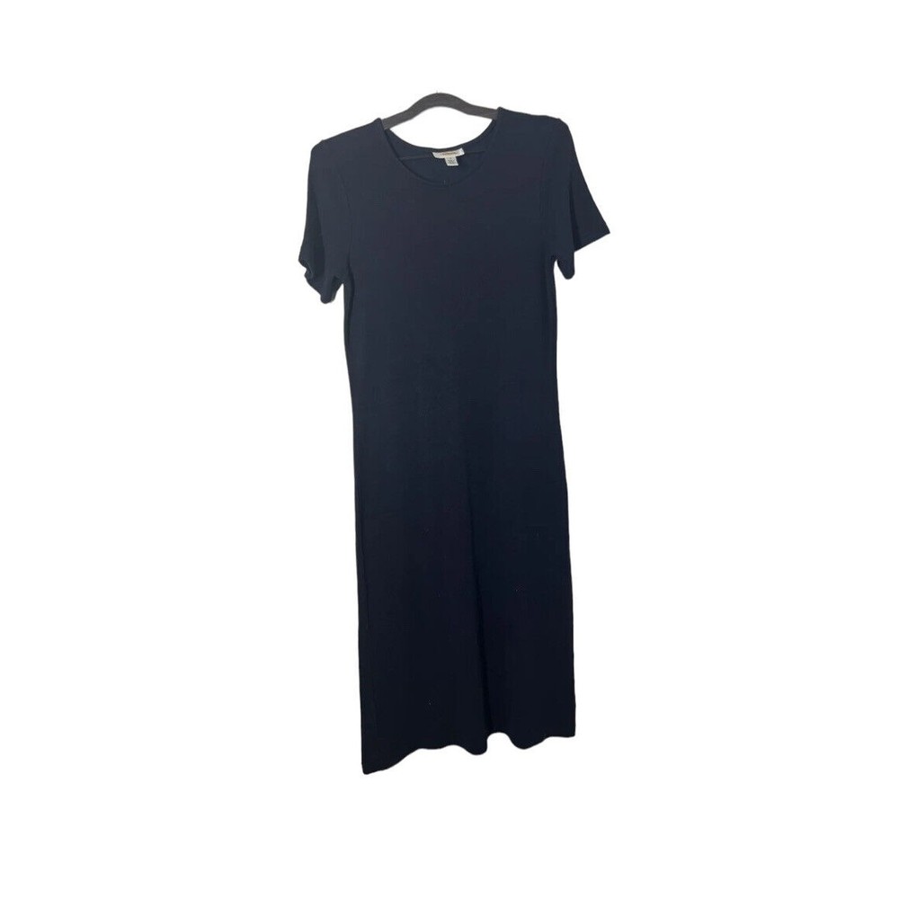 Talbots Dress Womens size Small Sheath Maxi Short Sleeve navy Blue